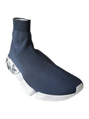 Balenciaga Speed 2.0 LT Rec Knit Graffiti Sole Sneaker Dark Blue